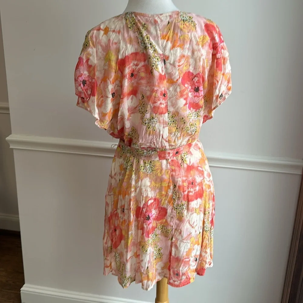 Free People Floral Mini Dress in Pink and Orange - Picture 7 of 9